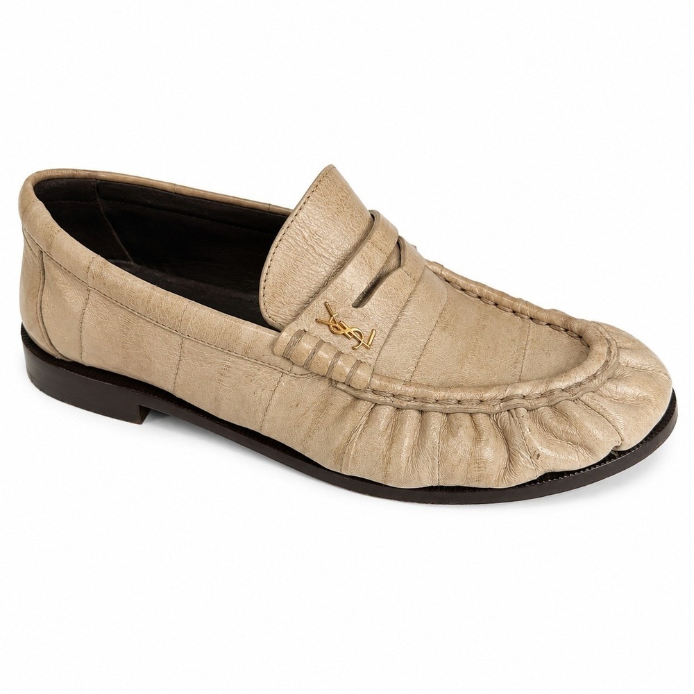 SAINT LAURENT Women's 37 US 6.5 Le Supple Loafer Eel Leather Luxury Designer